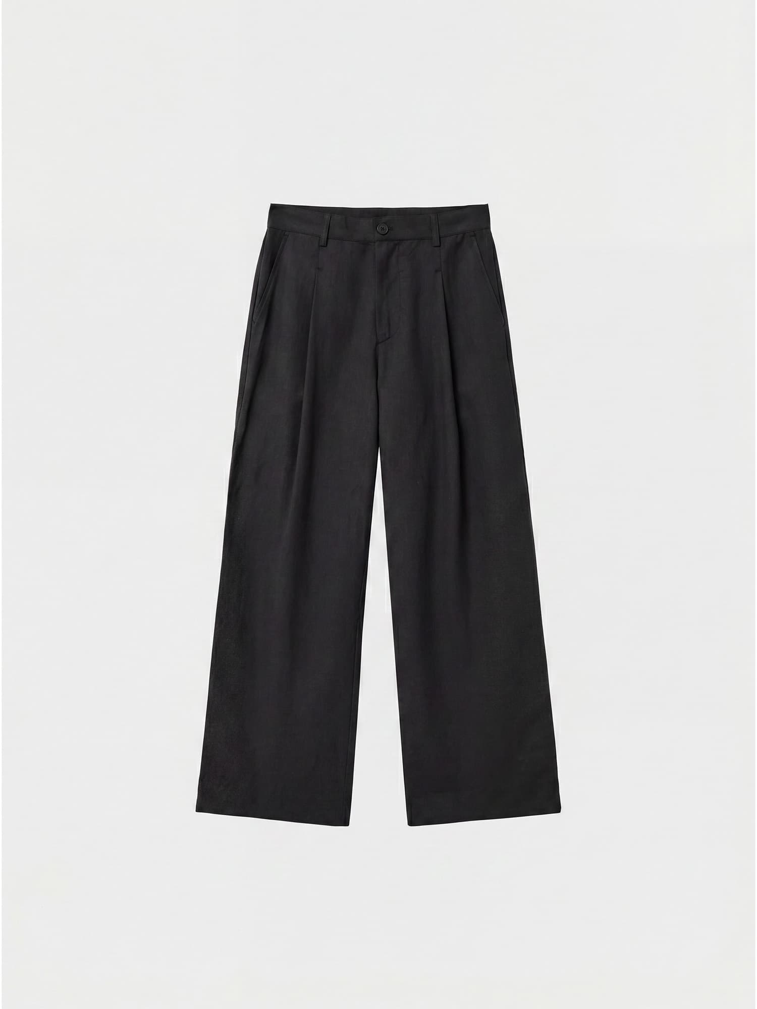 LINEN PIN-TUCK SLACKS_BLACK (6월5일 예약배송)